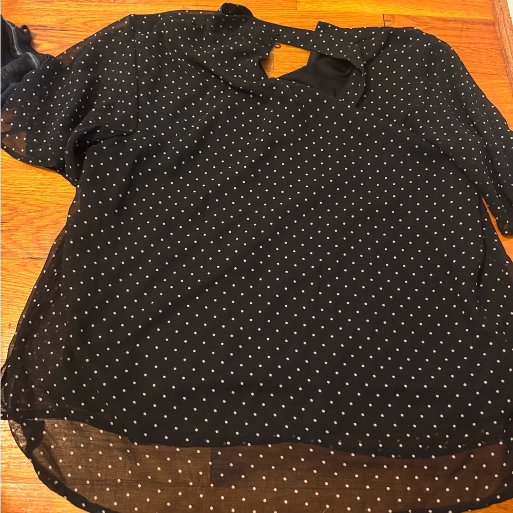 Polka Dot Sheer Black Blouse